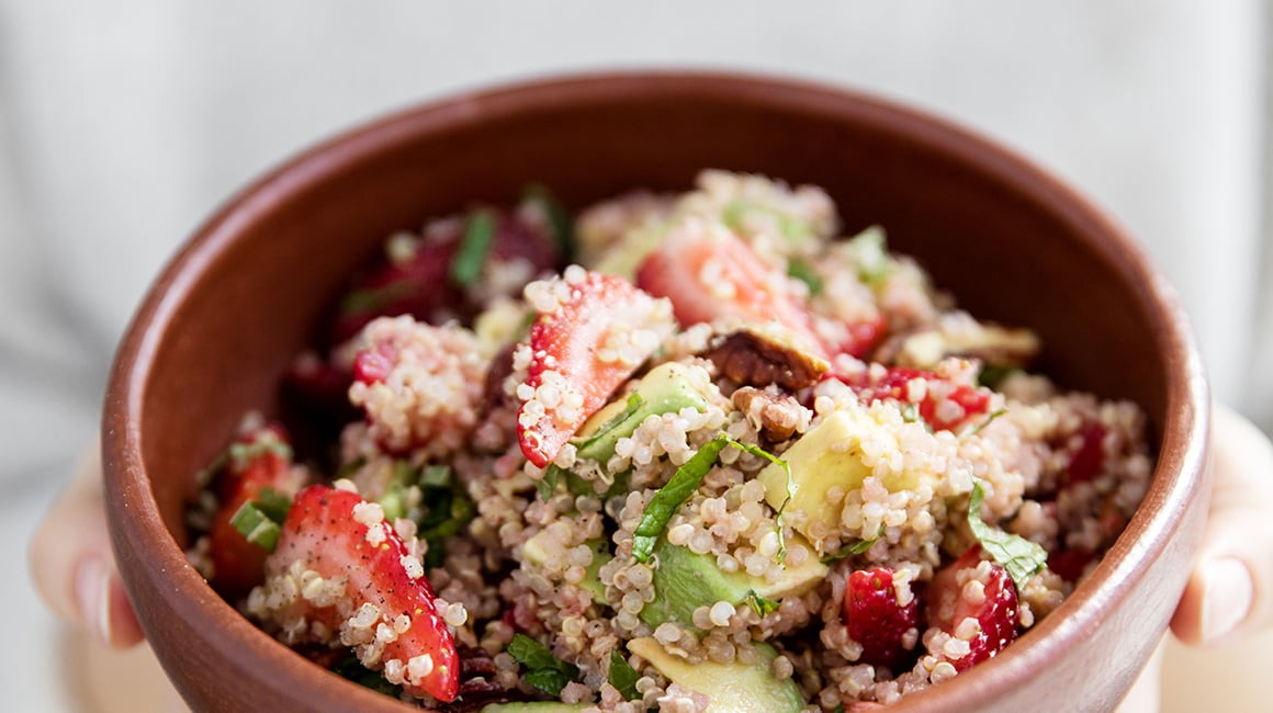 Strawberry, Mint, Quinoa & Avocado Salad from Trois Fois par Jour
